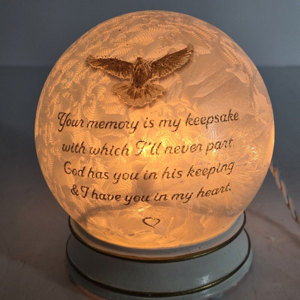 Cracker Barrel Round Memory Accent Light Memorial Dove Globe Lamp In Box